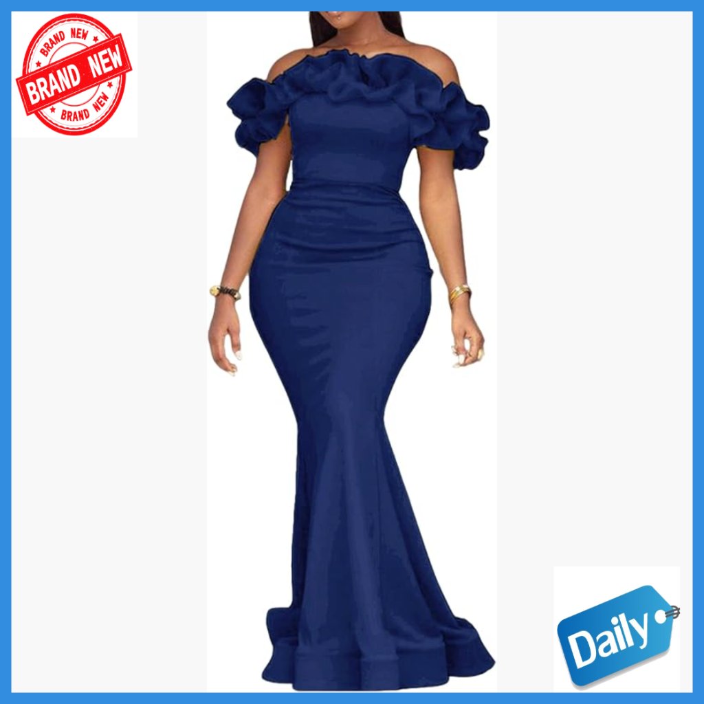 Floor-Length Off Shoulder Mermaid Maxi Dress Formal Evening Party Gown